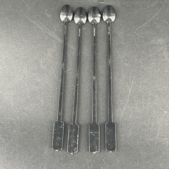 Vintage BI Black Plastic Stir Spoons Coffee McSpoon Lot of 3 Spit-it USA - Picture 7 of 8